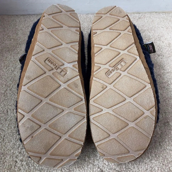L.L. Bean Navy Blue Pile Fleece Round Toe Cozy Slipper Slides Size 6 - Picture 11 of 13